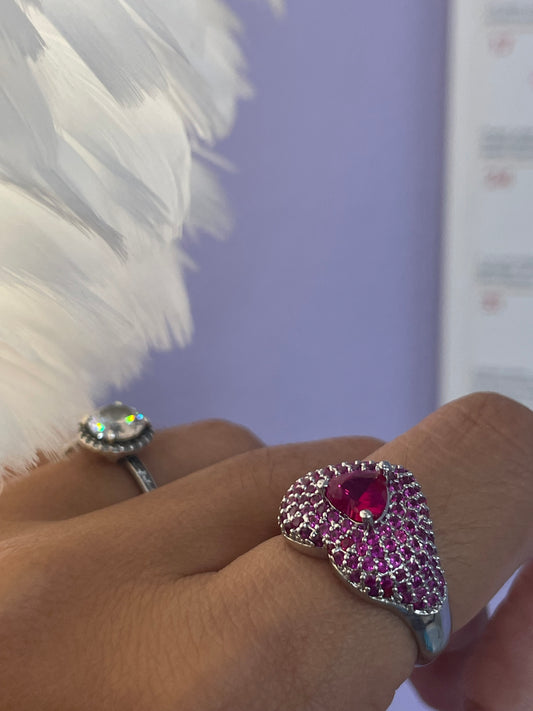 Corazón sortija plata