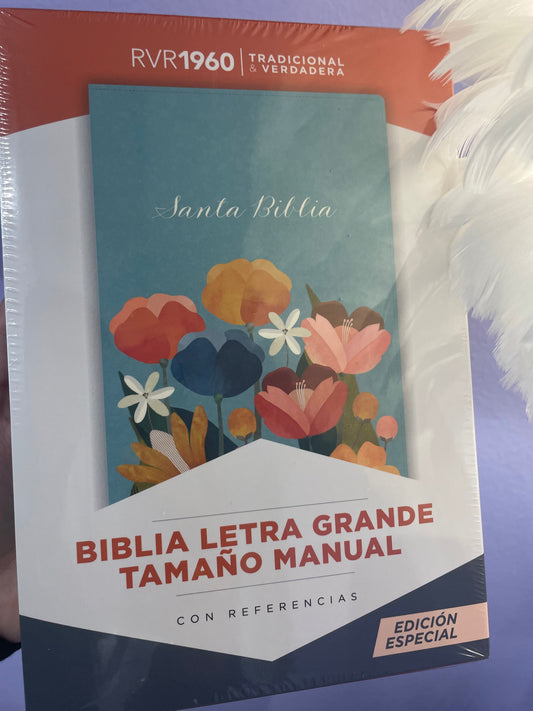 BIBLIA AZUL CIELO Y TULIPANES