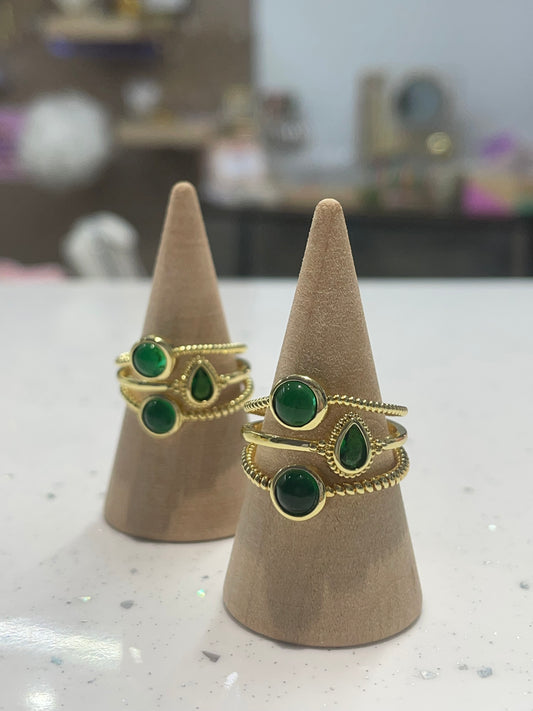 TRIPLE ESMERALDA ANILLO